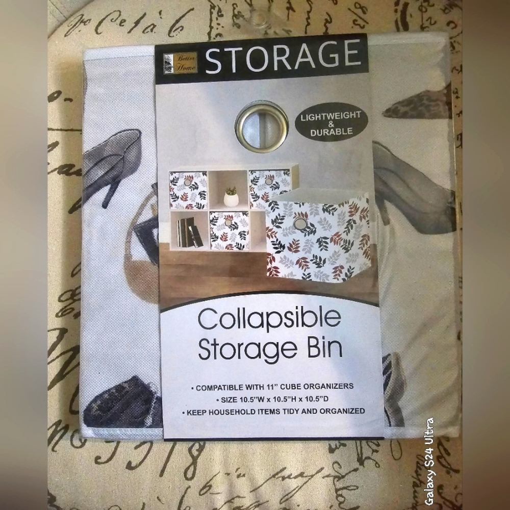 BETTER HOME Collapsible storage bin cube 10.5x10.5x10.5 NWT Purse/shoes design